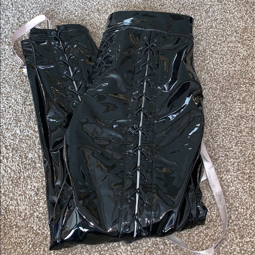 House of CB London black lace up detail pant